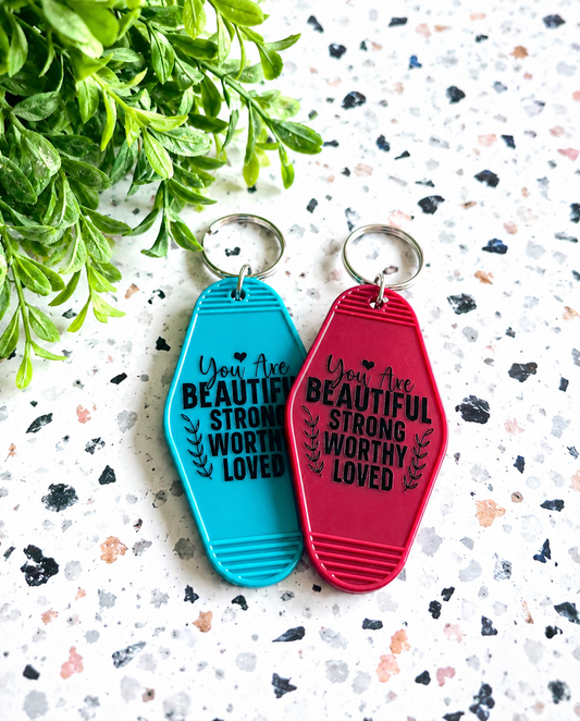 You Are Beautiful Motel Keychain