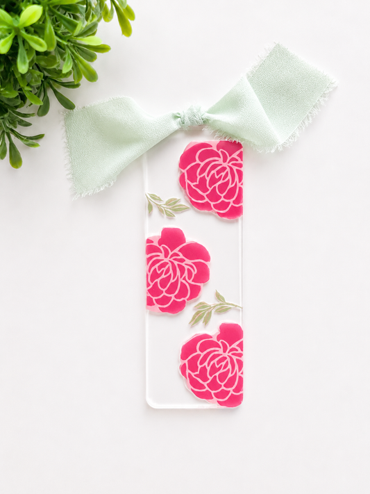 Pink Peony Acrylic Bookmark