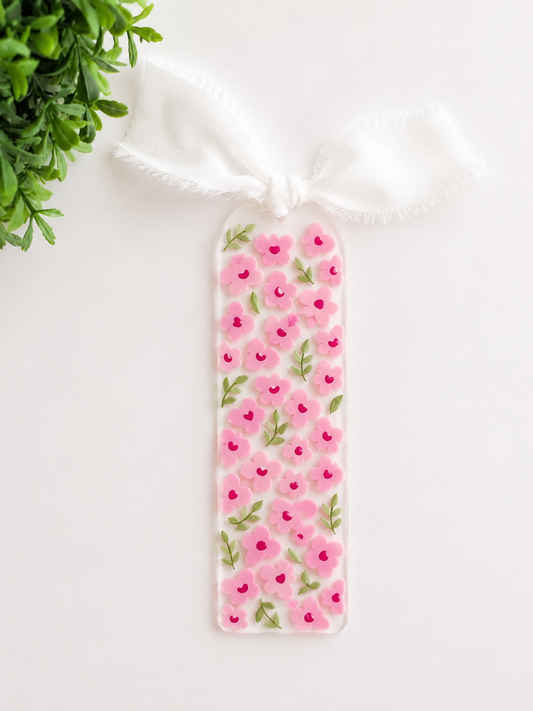Pink Petals Acrylic Bookmark