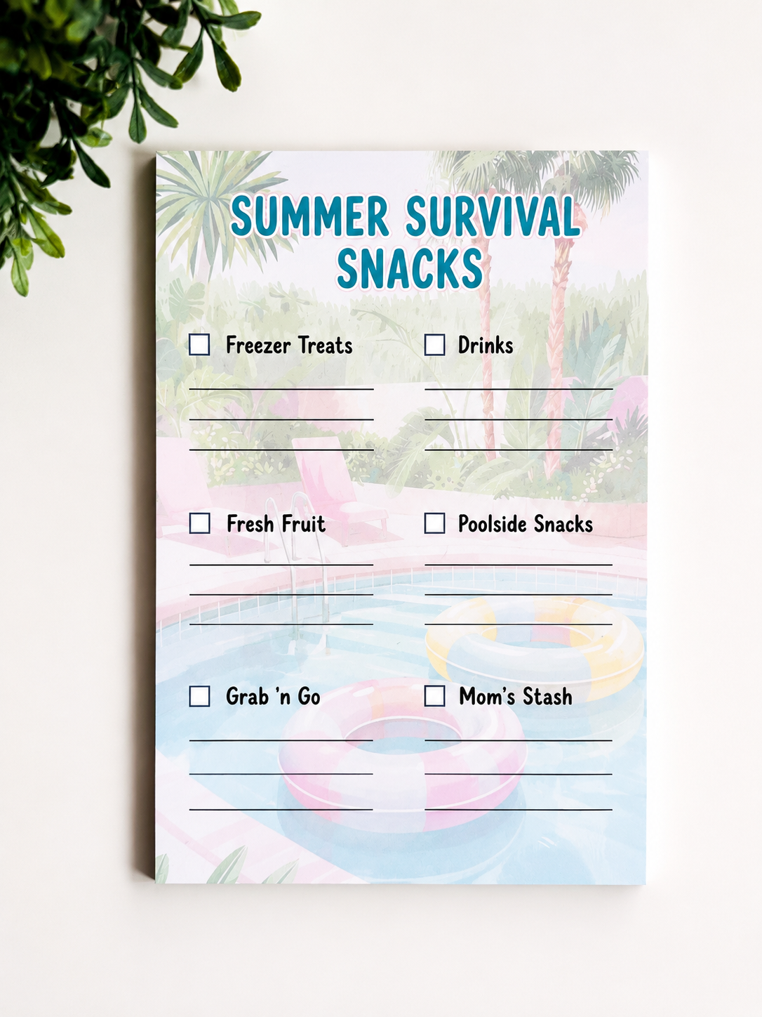 Summer Survival Snacks Planner Pad