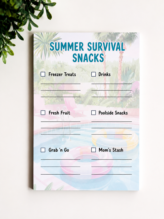 Summer Survival Snacks Planner Pad